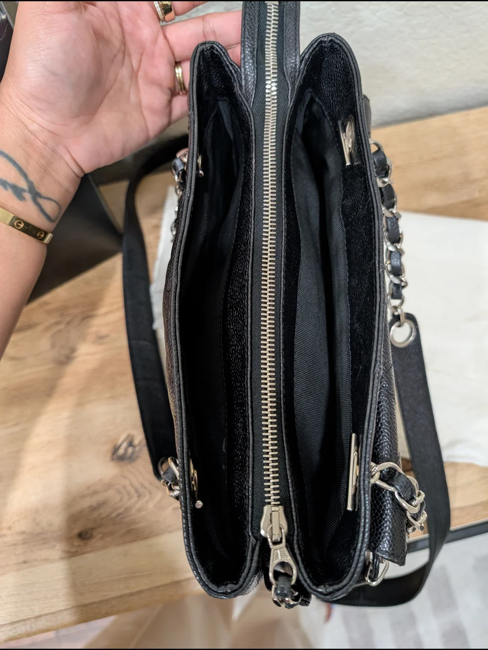 CHANEL Black Quilted Caviar Leather Tote with CC Turn-Lock